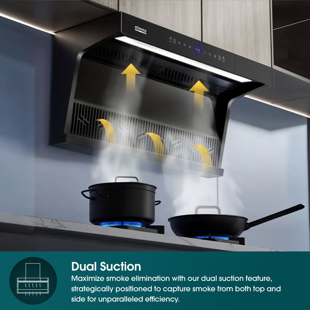 (Pre-Order) 90cm 1200m3/h L-Shaped Hood with Dual Suction