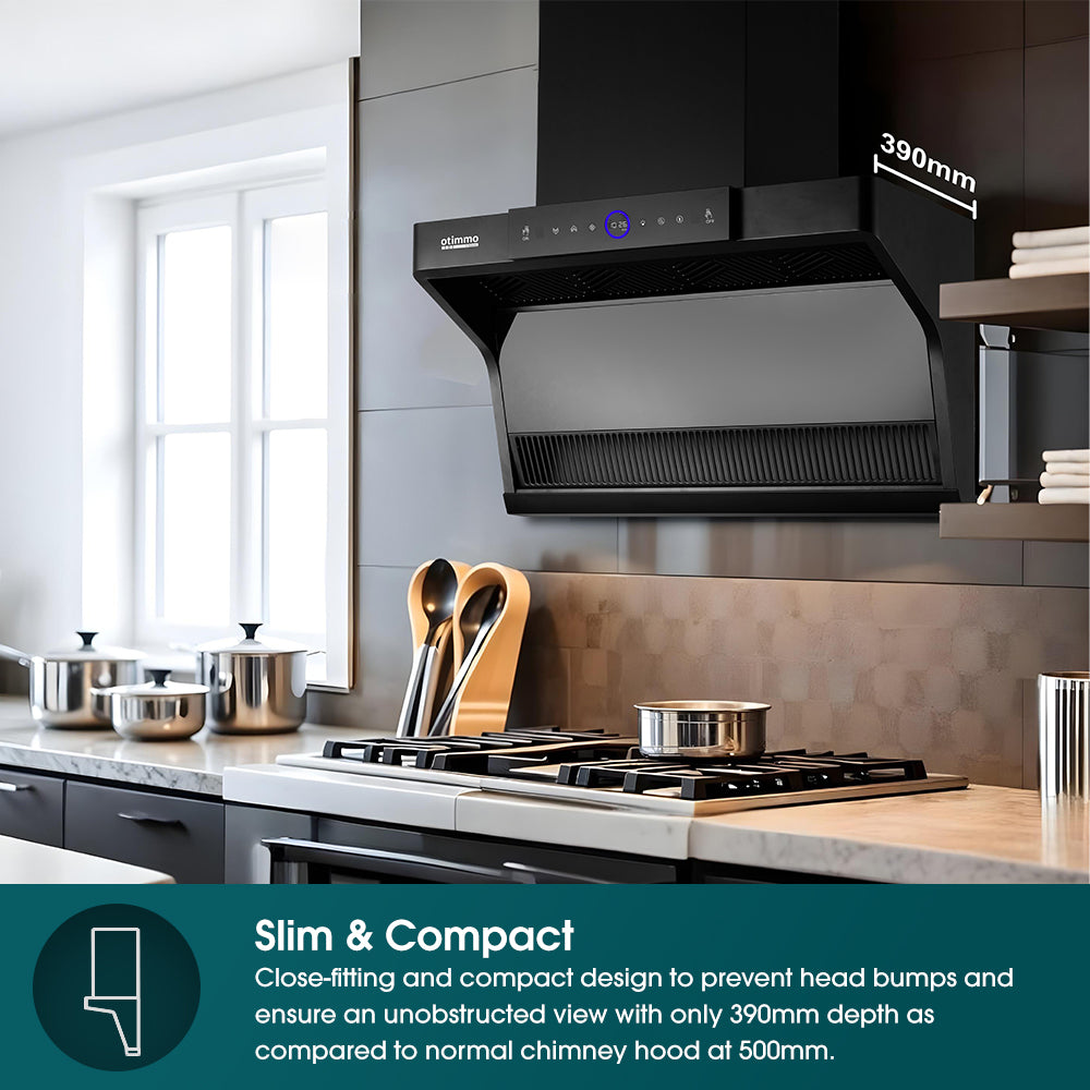 (Pre-Order) 90cm 1200m3/h L-Shaped Hood with Dual Suction