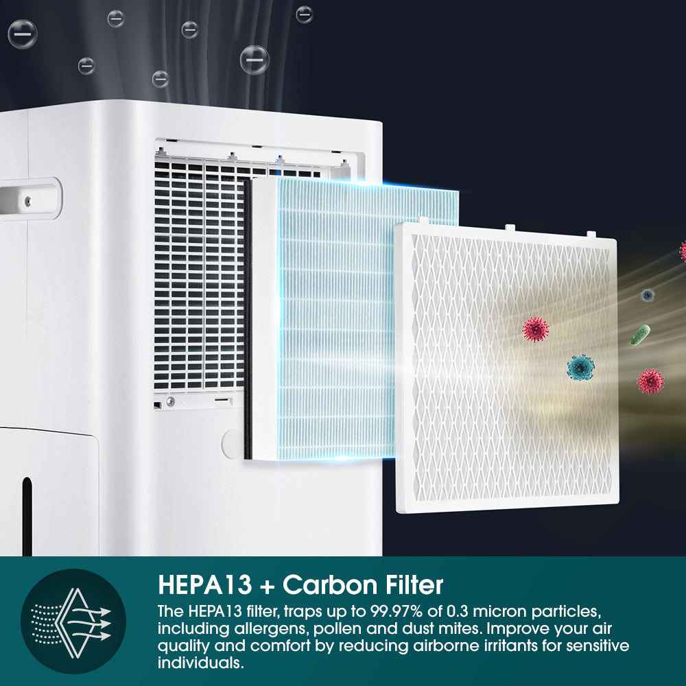 25L Smart Dehumidifier + Standalone H13 Air Purifier w Ioniser + Laundry Dryer (4-in-1) | 3Y Full Warranty