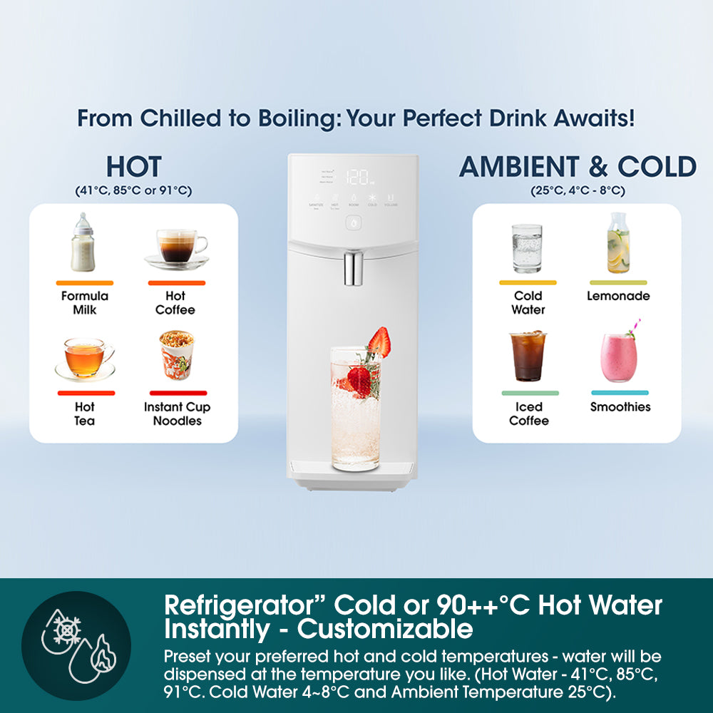 Tankless Hot & Cold Water Purifier | Leak Proof Technology | Energy Saving | Made in Korea | Quality Water | Instant Refrigerator-Cold or 90++°C Hot Water with FREE Ceramic Rice Cooker