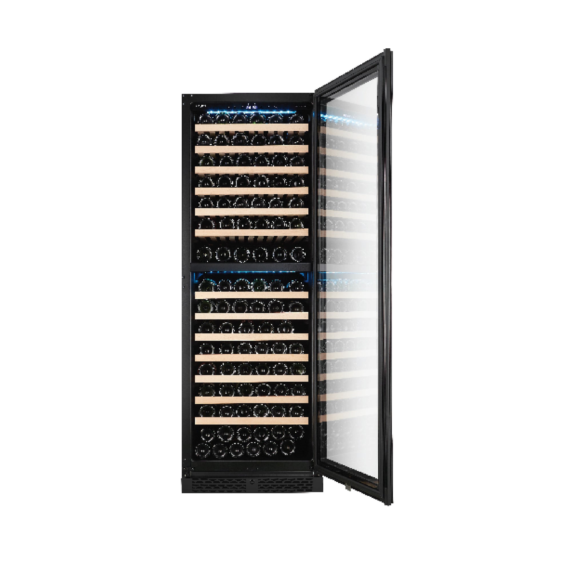 154 Bottles Dual Zone Wine Chiller | 3 Layered Anti-UV Glass, Beechwood Shelves