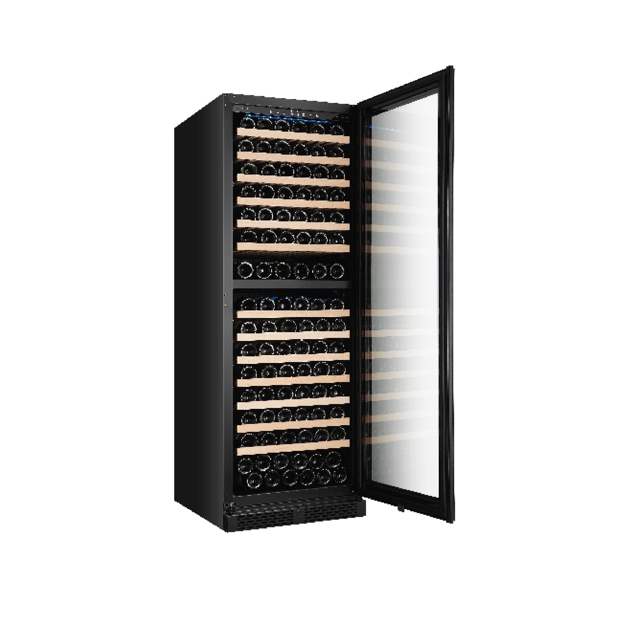 154 Bottles Dual Zone Wine Chiller | 3 Layered Anti-UV Glass, Beechwood Shelves