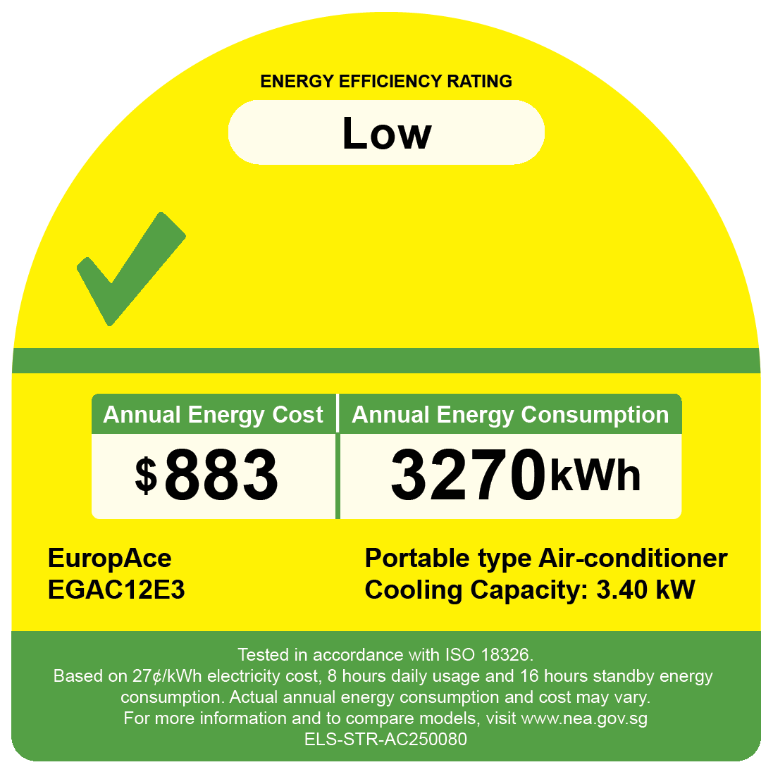 [Free Additional 1 Year Warranty] 12,000 BTU Compact Series Green Portable Aircon | 290sqft, Compact Size